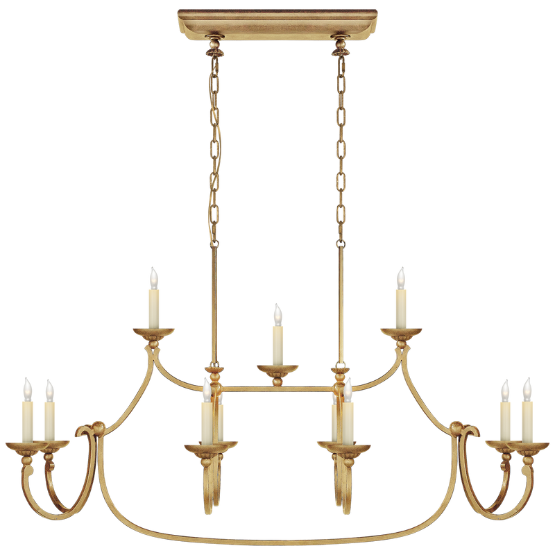 Flemish Large Linear Pendant in Gilded Iron
