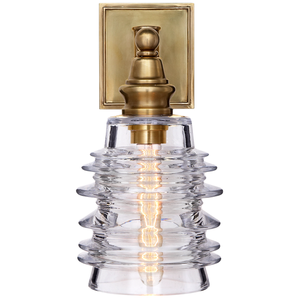 Covington Sconce with Clear Ribbed Wide Glass by Chapman & Myers