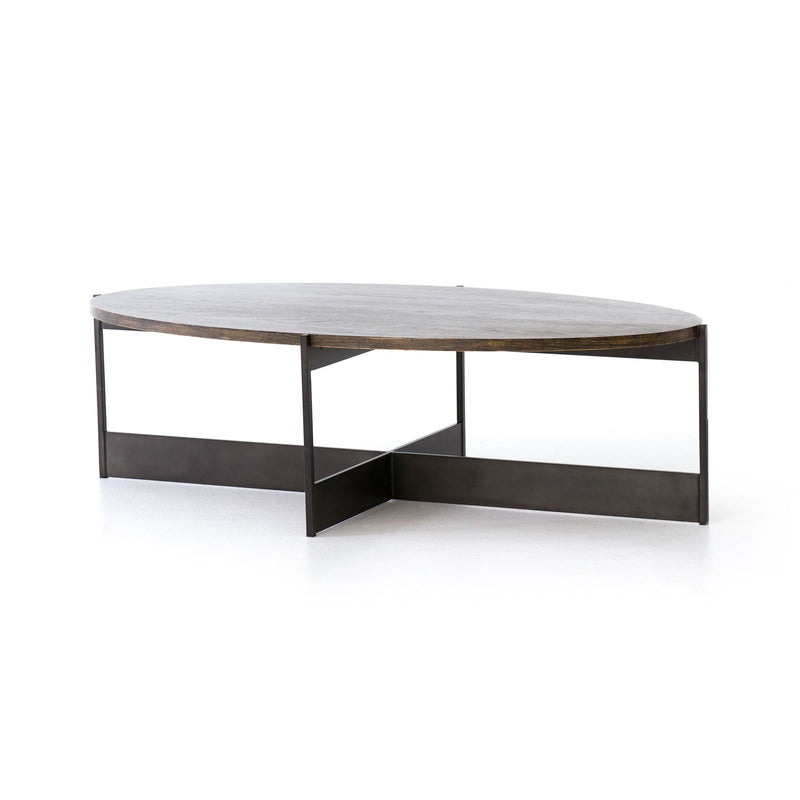 Shannon Oval Coffee Table In English Brown Oak