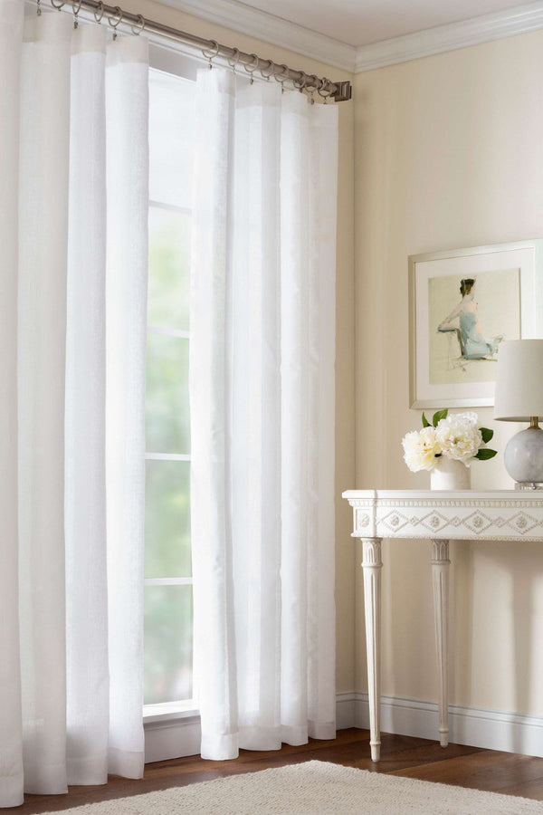 Striped Sheer White Curtain Panel