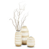 Willow Work White Vases, Set of 3
