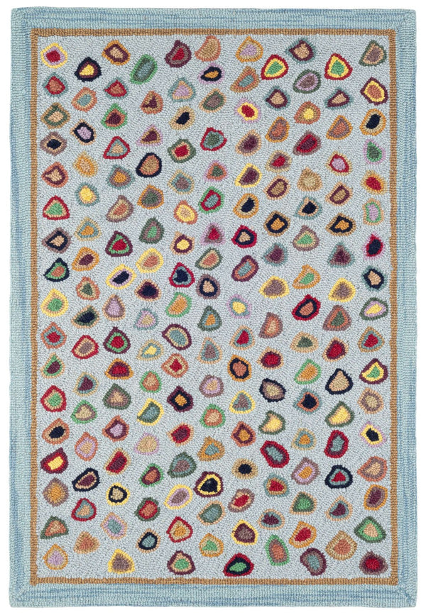 Cat's Paw Blue Micro Hooked Wool Rug
