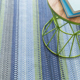 Fiesta Striped French Blue & Green Indoor/Outdoor Rug