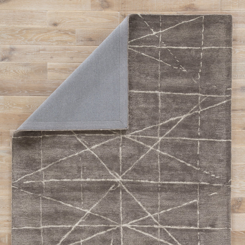 Duval Handmade Geometric Dark Gray + Silver Area Rug