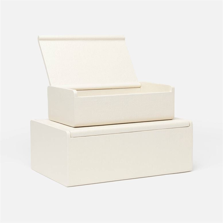 Halia Faux Belgian Linen Boxes, Set of 2