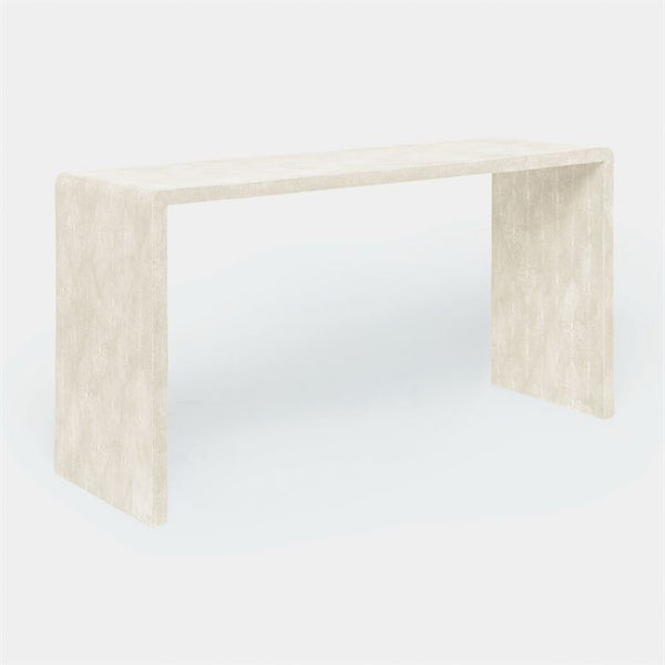 Harlow Faux Shagreen Console Table, Ivory