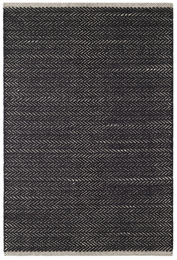 Herringbone Black Woven Cotton Rug