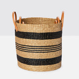 Hudson Seagrass Baskets (Set of Three), Black and Natural