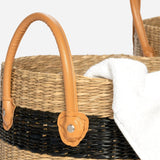 Hudson Seagrass Baskets (Set of Three), Black and Natural
