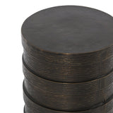 Trello Drum End Table In Textured Brass