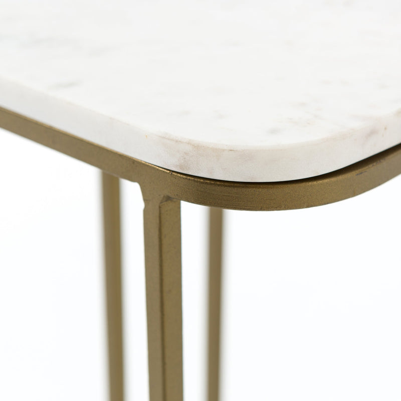Adalley C Table In Polished White Marble