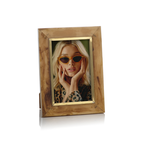 Horn Design Inlaid Photo Frame with Brass Accent