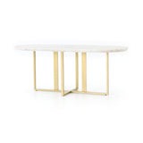 Devan Oval Dining Table In White Marble
