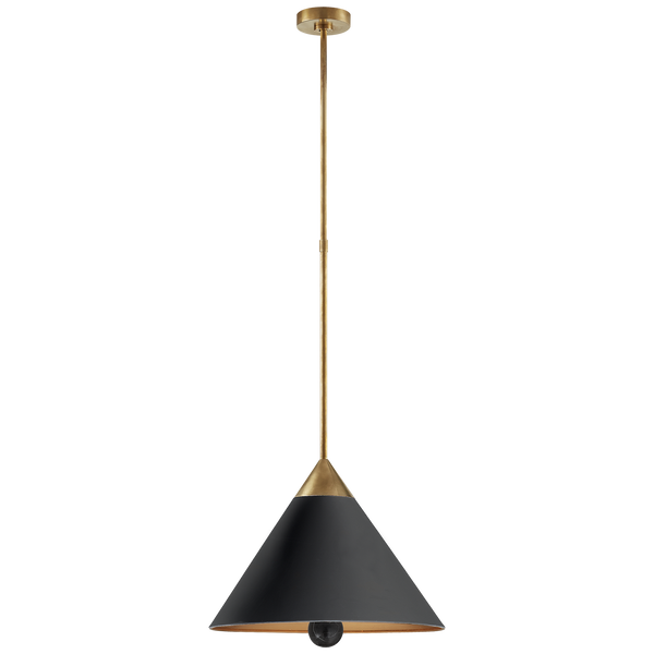 Cleo Pendant in Antique-Burnished Brass and Black with Frosted Acrylic
