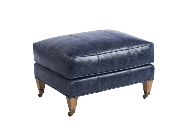 Sydney Leather Ottoman With Brass Casters