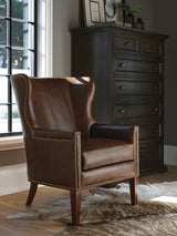 Avery Leather Wing Chair in Classic Brown