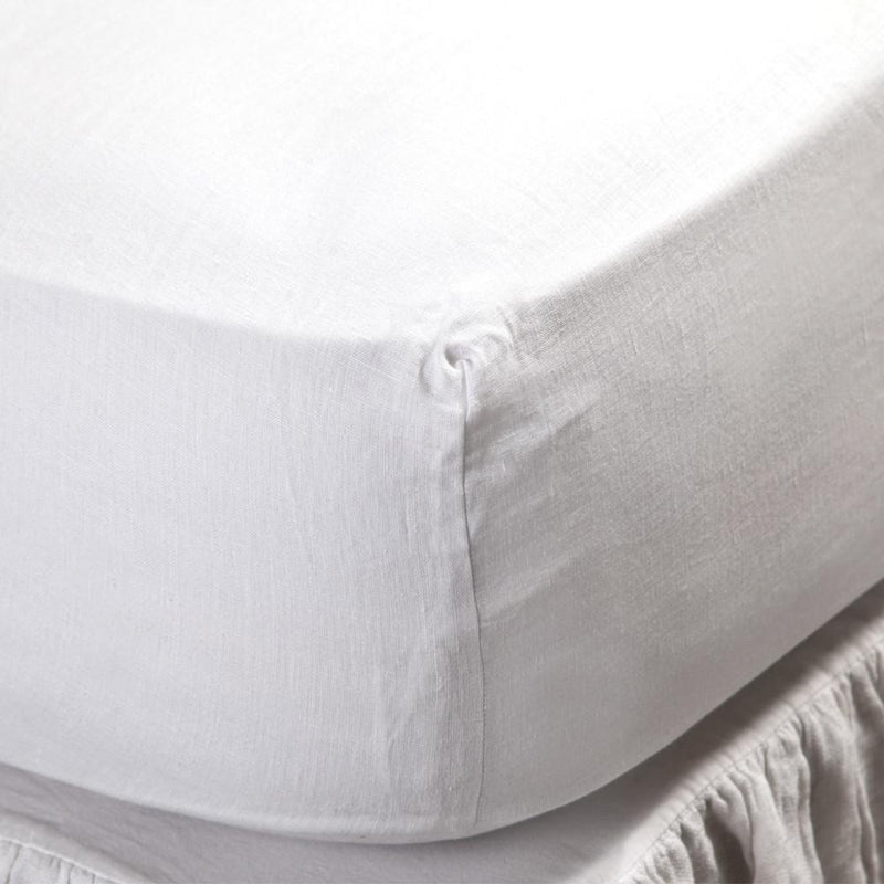 Linen Fitted Sheet in White design by Pom Pom at Home