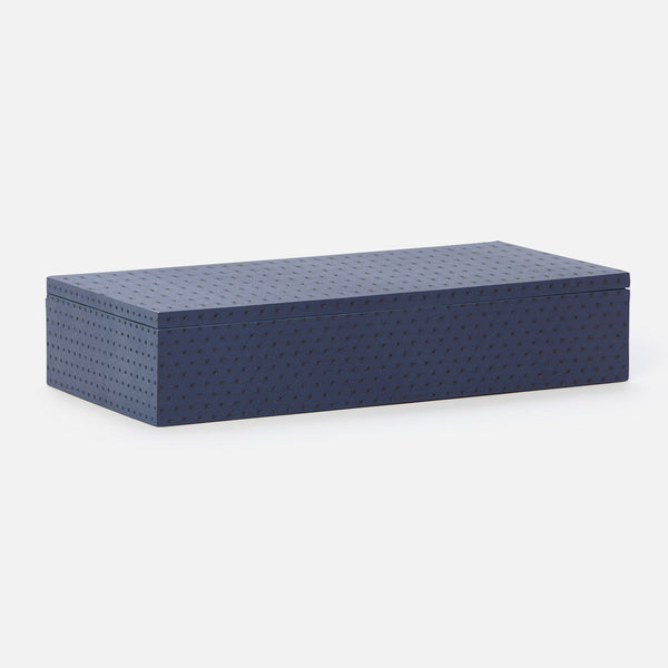 Lowell Perforated Navy Accent Box, Full-Grain Leather
