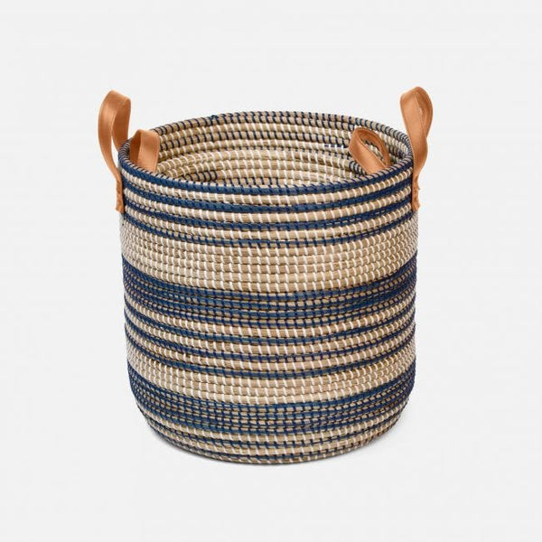 Olinda Seagrass Baskets (Set of Two), Blue and Natural