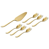 Onde Gold 6 Pastry Forks + Pastry Server