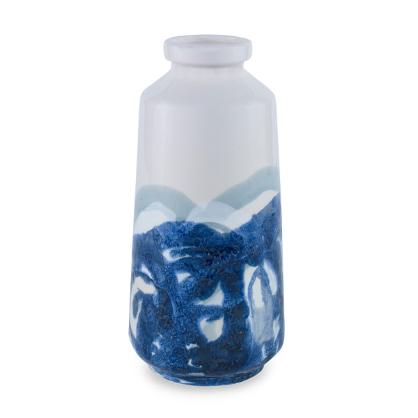 Kai Vase Blue and Light Gray Flatshot Image 1