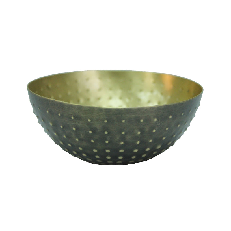 Vesi Bowl Antique Brass and Dark Green Flatshot Image 1