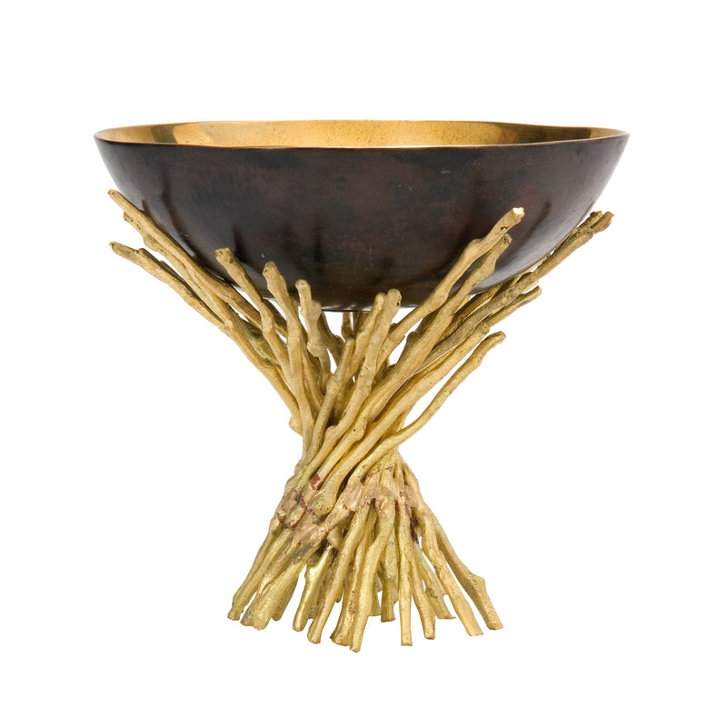 Thera Bowl Brass and Dark Beige Flatshot Image 1