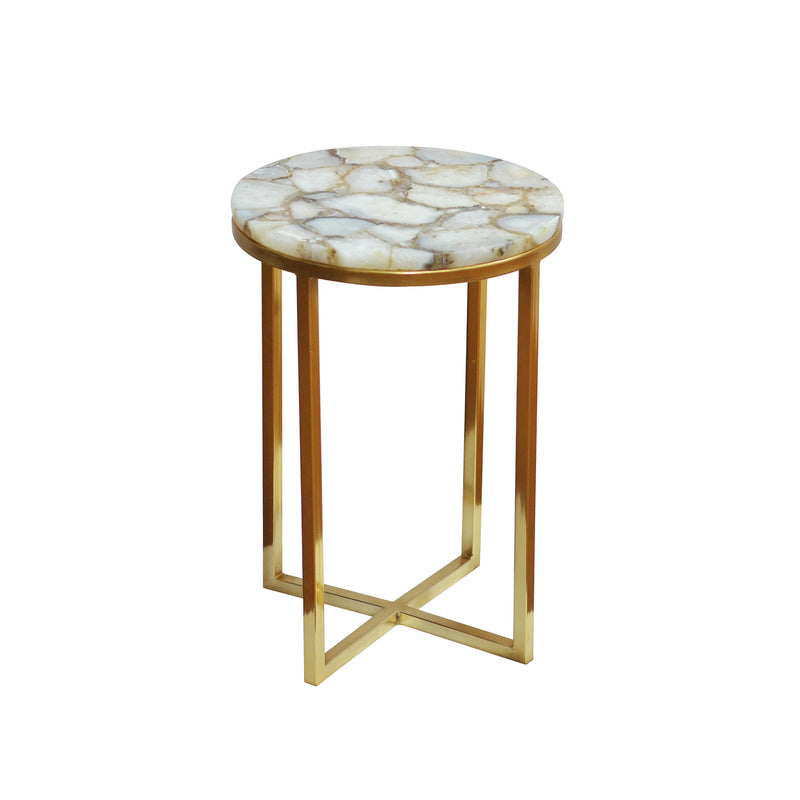 Salida Side Table White / Gold Flatshot Image 1