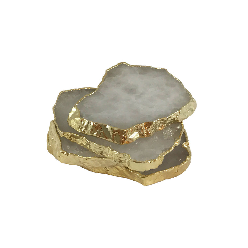 Luiz Crystal Coasters Gold Crystal and Medium Gray - Set of 4 Flatshot Image 1