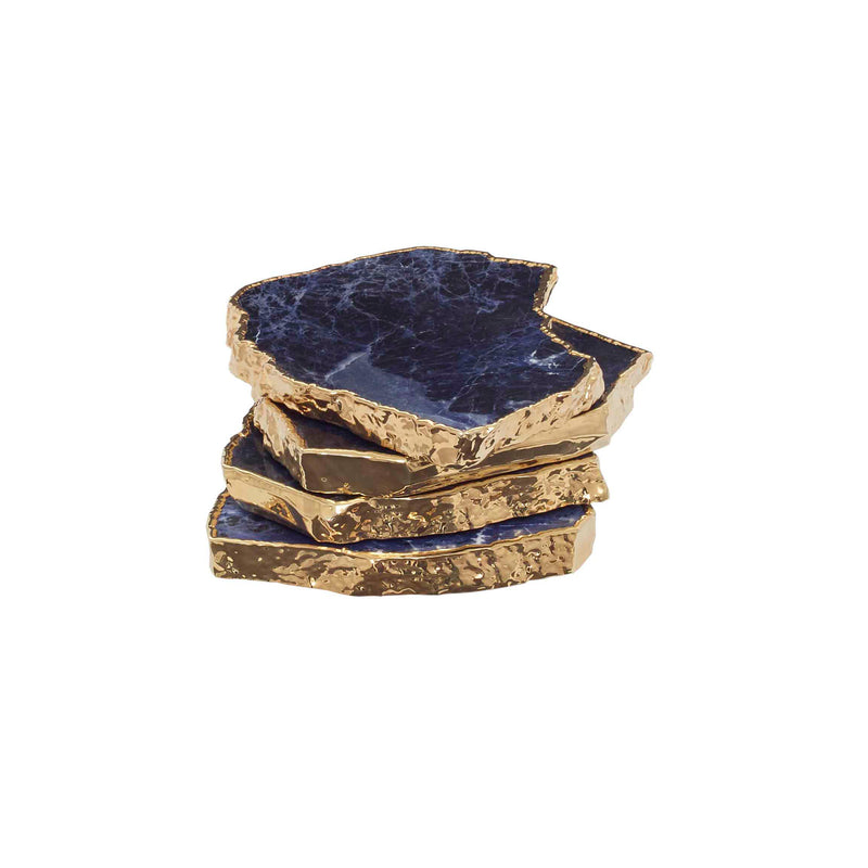 Chimayo Sodalite Coasters Blue / Gold and Dark Beige - Set of 4 Flatshot Image 1