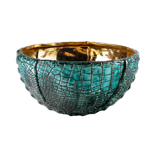 Rosa Bowl Turquoise / Gold and Dark Green Flatshot Image 1