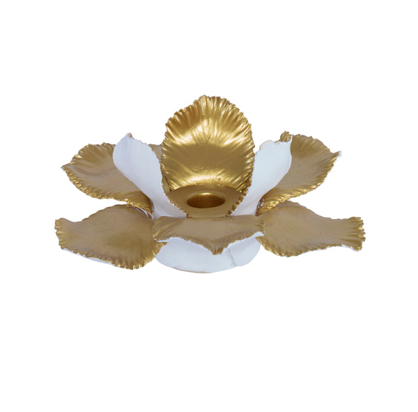 Thani Candleholder White / Gold Flatshot Image 1