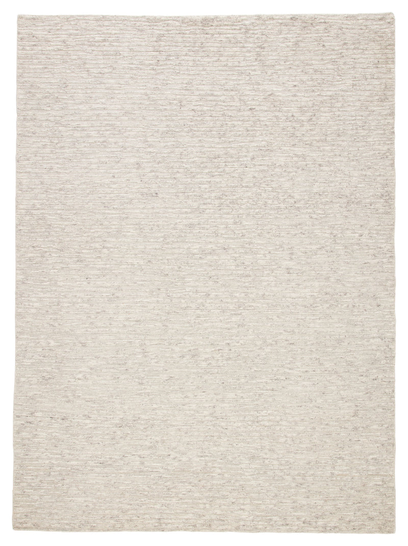 Basin Hand-Knotted Solid Ivory + Gray Area Rug