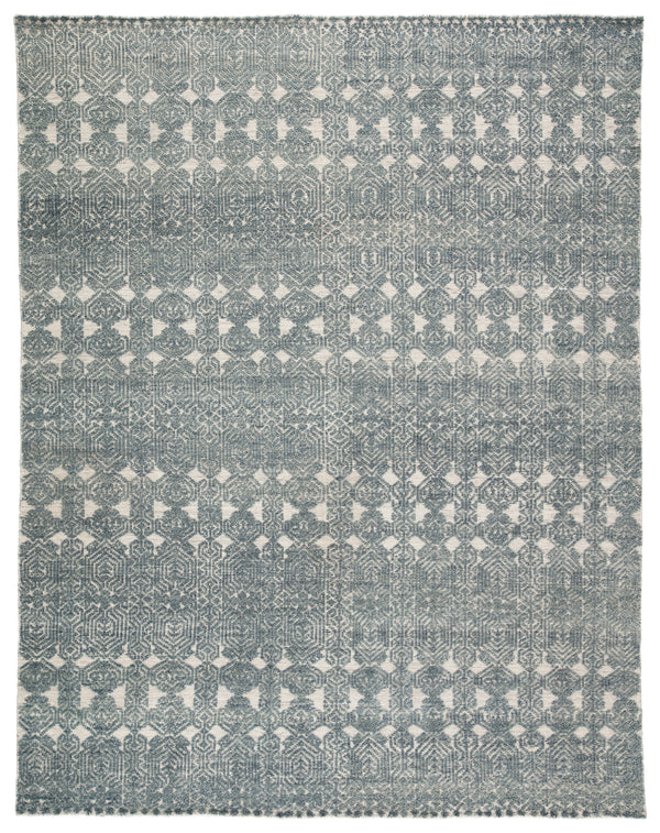 Abelle Hand-Knotted Medallion Teal/ Light Gray Area Rug