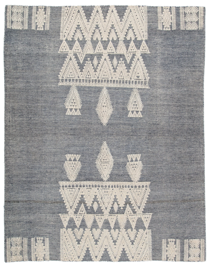 Torsby Hand-Knotted Tribal Blue & Ivory Area Rug