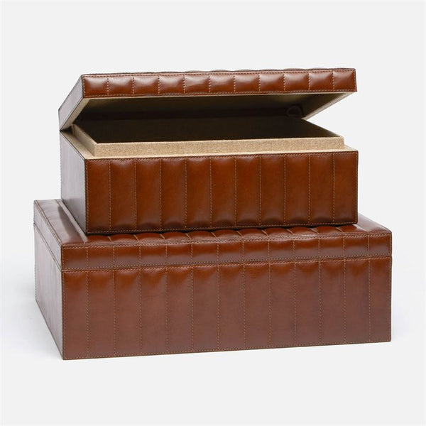 Rayford Quilted Leather Boxes, Set of 2