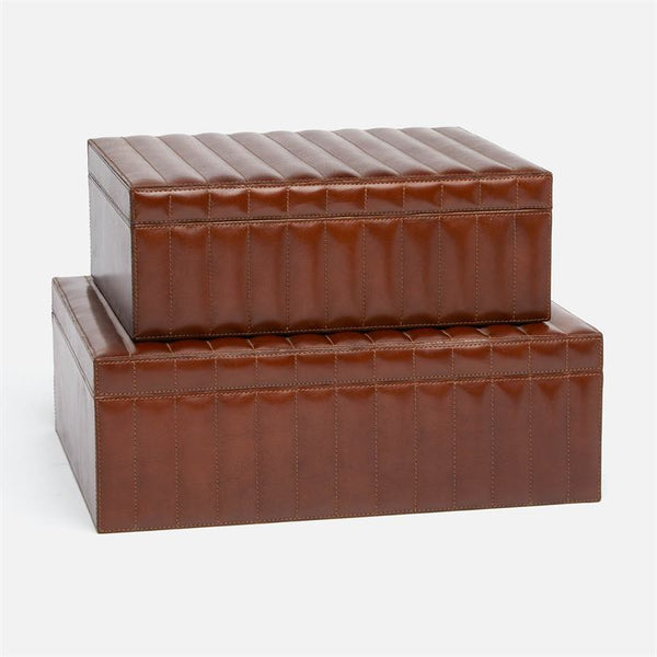 Rayford Quilted Leather Boxes, Set of 2