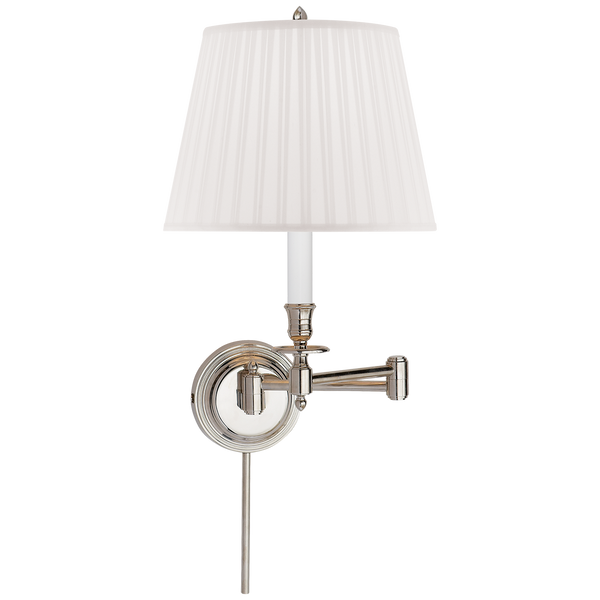 Candlestick Swing Arm in Polished Nickel with Silk Shade