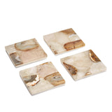 Agate Coasters with Marble Base, Set of 4