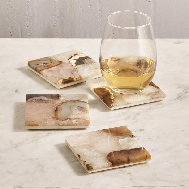 set of 4 agate coasters with marble base 4