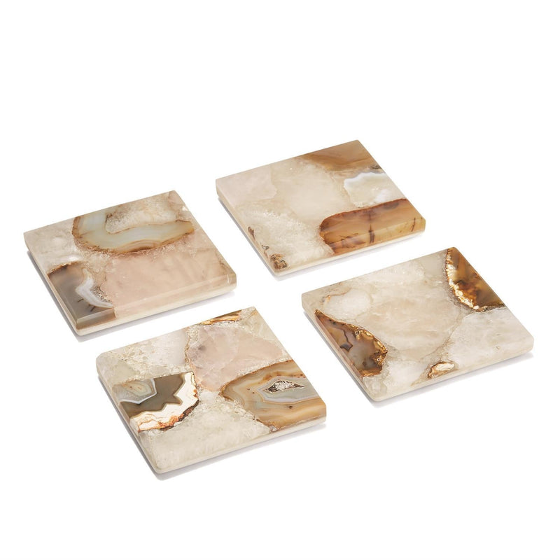 set of 4 agate coasters with marble base 1