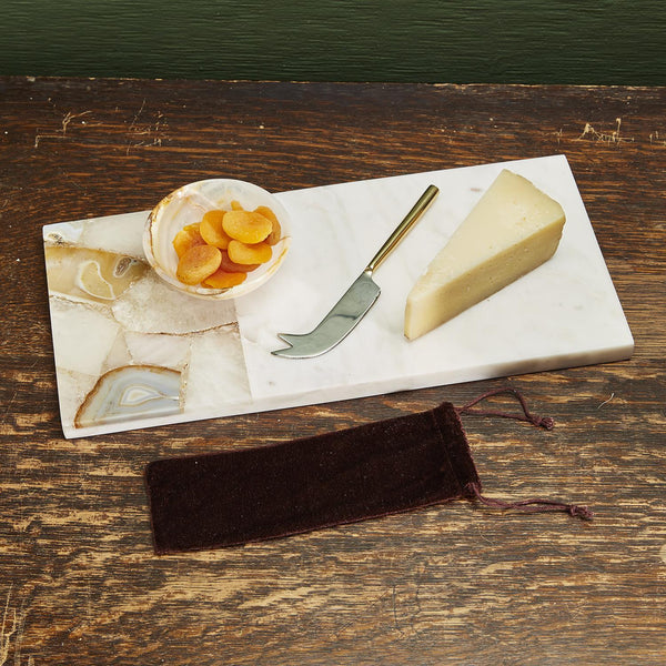 Agate and Marble Serving Tray with Cheese Knife