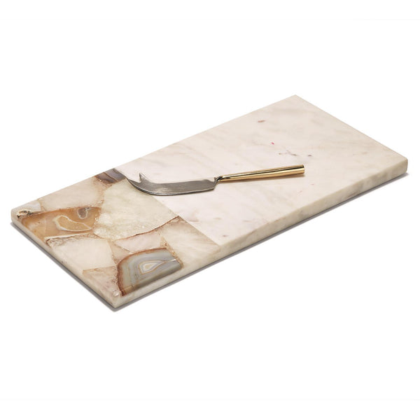 Agate and Marble Serving Tray with Cheese Knife