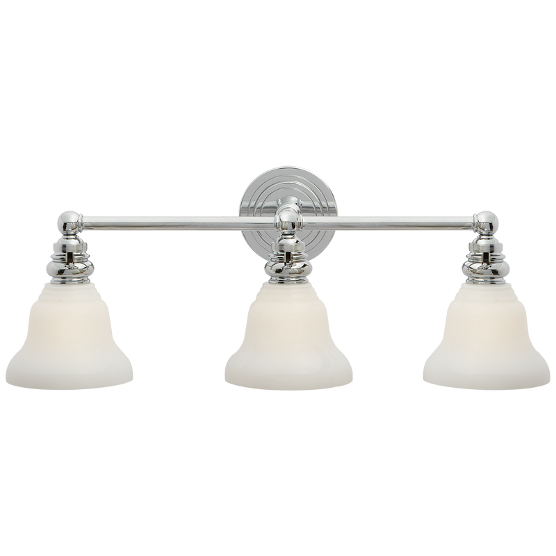 Boston Functional Triple Light in Chrome with White Glass