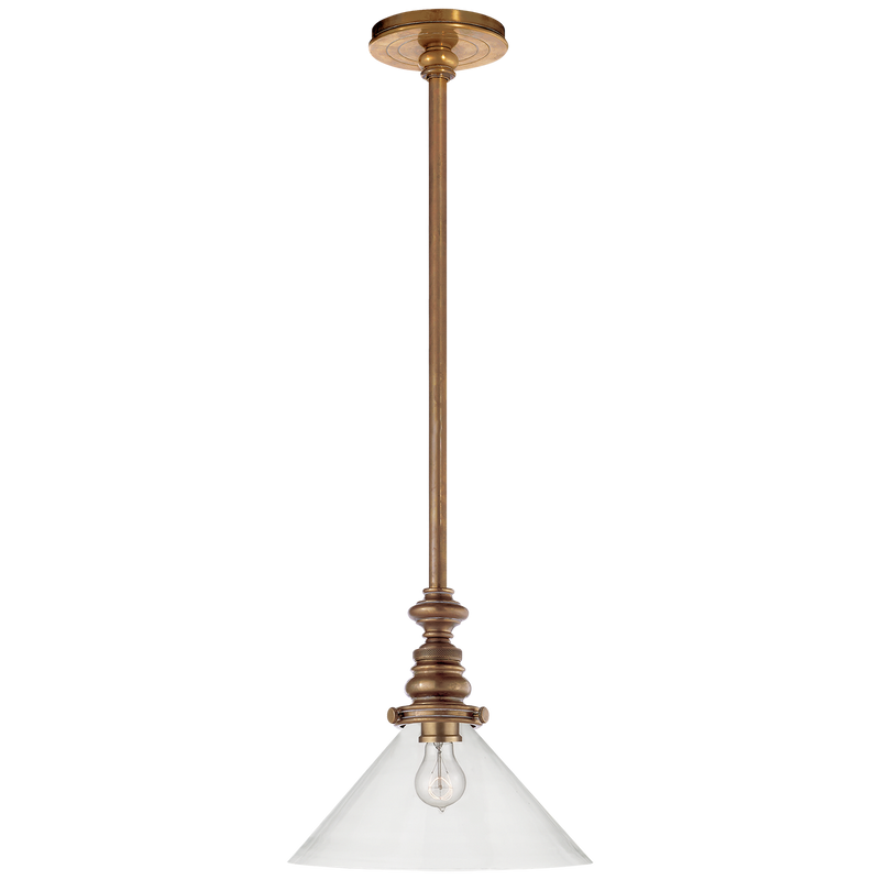Boston Pendant in Hand-Rubbed Antique Brass with Clear Glass Slant Shade