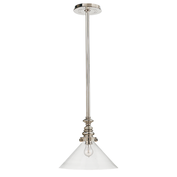 Boston Pendant in Polished Nickel with Clear Glass Slant Shade