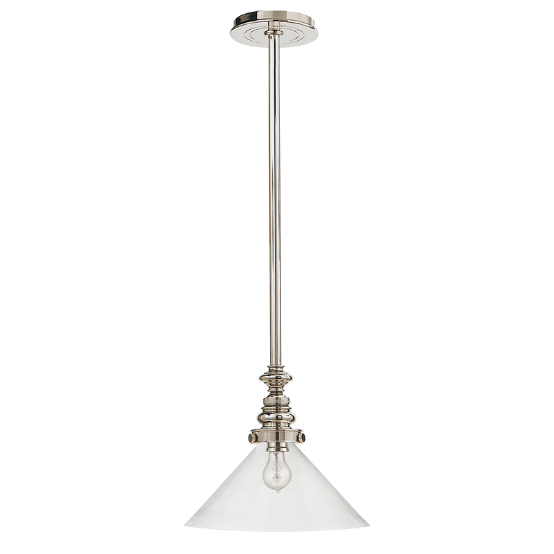 Boston Pendant in Polished Nickel with Clear Glass Slant Shade