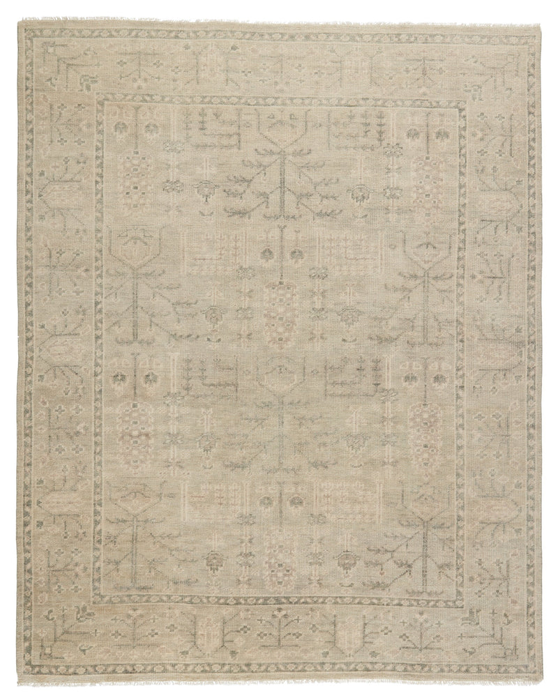 Ginerva Hand-Knotted Oriental Cream & Green Rug by Jaipur Living