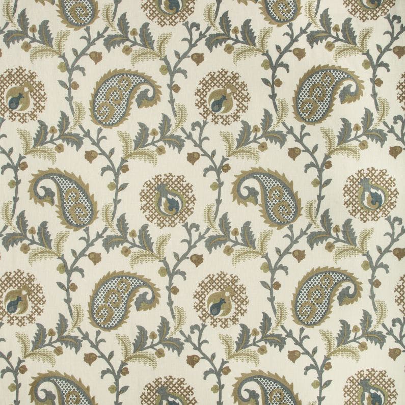 Sample Saudade Paisley Fabric in Dried Thyme
