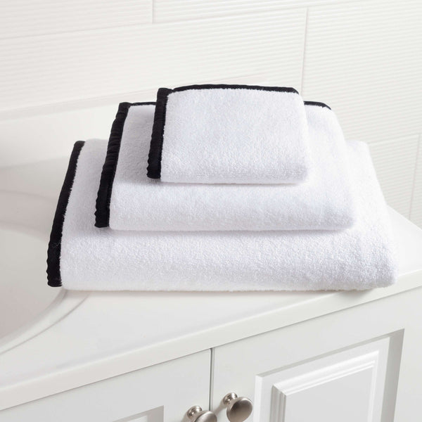 Signature Banded White/Black Towel